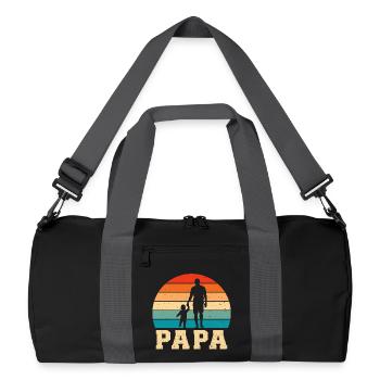 Father with son retro dad and son - Recycled Duffel Bag - black/graphite grey - Front