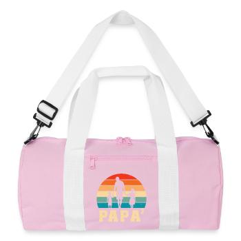 Father with daughter and son dad and daughter son - Recycled Duffel Bag - pink/white - Front