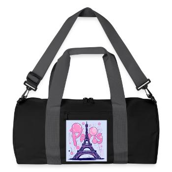 Graffiti de Paris à la tour Eiffel - Flying Gum - Sac de sport recyclé - noir/gris graphite - Devant