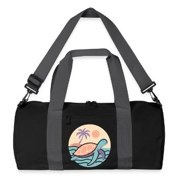 Tortue rétro sur la plage - Sac de sport recyclé - noir/gris graphite - Devant