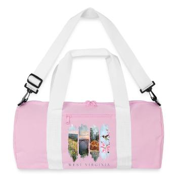 West Virginia Travel – Wild & Wonderful Hills - Recycled Duffel Bag - pink/white - Front