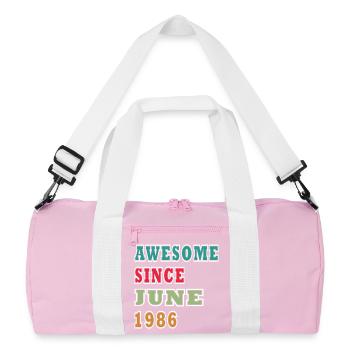 Awesome Seit Juni 1986 - Recycelte Duffel Bag - Rosa/Weiß - Vorne