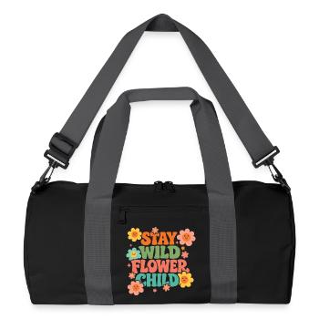 Stay Wild Flower Child - Recycelte Duffel Bag - Schwarz/Graphitgrau - Vorne