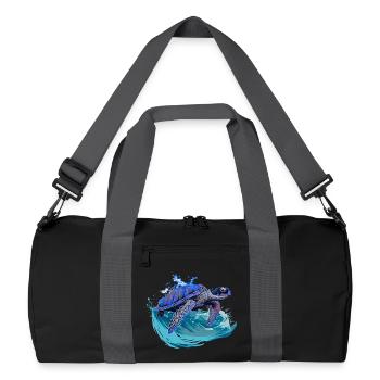 Sea turtle surfing on wave - Recycled Duffel Bag - black/graphite grey - Front