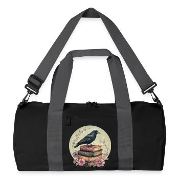 Raven on stack of books - Recycled Duffel Bag - black/graphite grey - Front