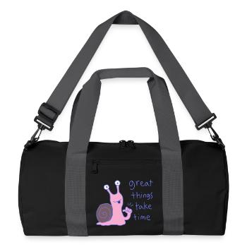 Les grandes choses prennent du temps - Sac de sport recyclé - noir/gris graphite - Devant