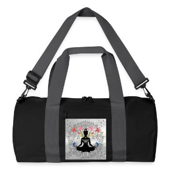 Mandala-Schmetterlings-Meditations-Silhouette - Recycelte Duffel Bag - Schwarz/Graphitgrau - Vorne