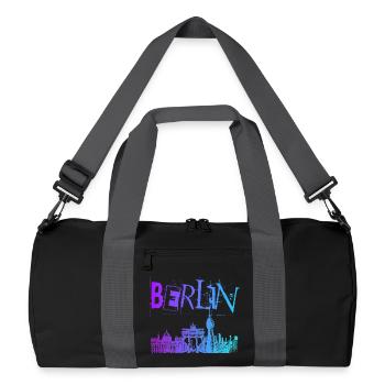 Berlin Skyline Panorama - Recycelte Duffel Bag - Schwarz/Graphitgrau - Vorne