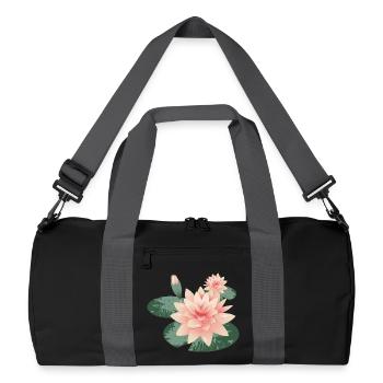 Deux fleurs de nénuphars avec bourgeon dans l’étang aux nénuphars - Sac de sport recyclé - noir/gris graphite - Devant