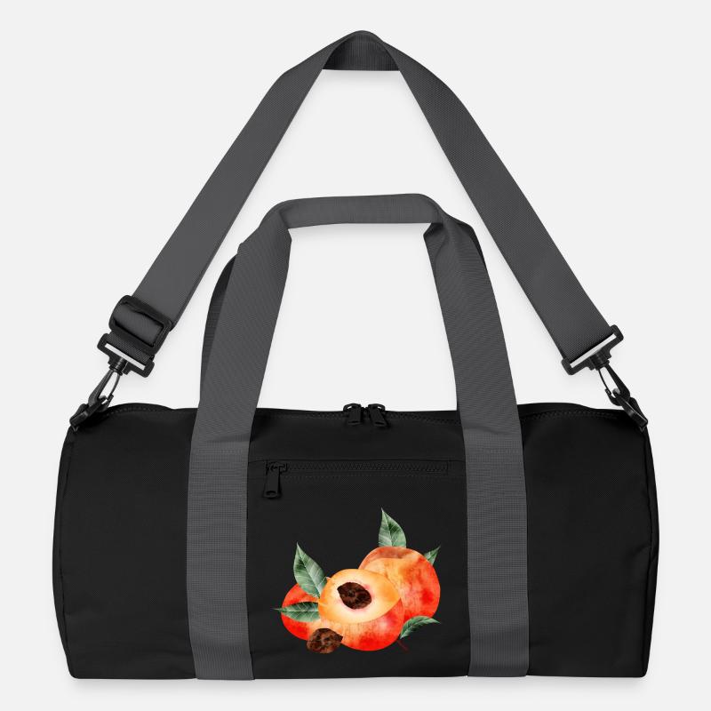 Pfirsichhälfte & leuchtende Pfirsiche mit Blätter Recycelte Duffel Bag