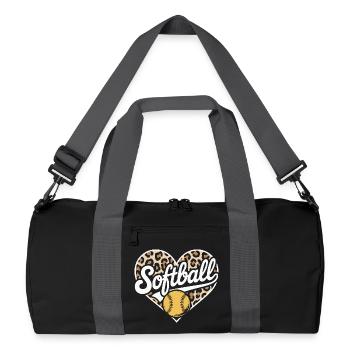 Leopard pattern softball heart design - Recycled Duffel Bag - black/graphite grey - Front