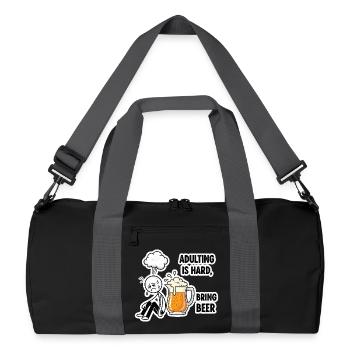 Erwachsensein ist schwer Bier hilft - Recycelte Duffel Bag - Schwarz/Graphitgrau - Vorne
