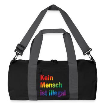 Kein Mensch ist illegal – klare Haltung zeigen - Recycelte Duffel Bag - Schwarz/Graphitgrau - Vorne