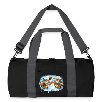 Drôle d’animaux d’hiver construisant un bonhomme de neige – Bande dessinée - Sac de sport recyclé - noir/gris graphite - Devant