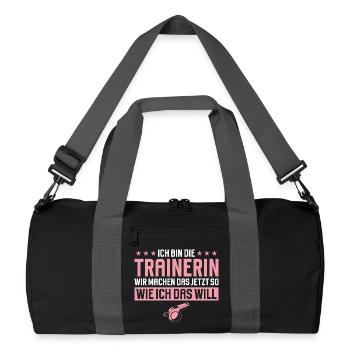 Trainerin Lustiges Geschenk Sport Fitness Spruch - Recycelte Duffel Bag - Schwarz/Graphitgrau - Vorne