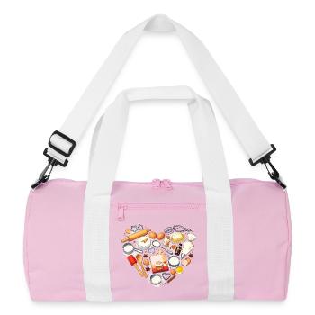 Backen Herzform Backutensilien Hobbybäcker  - Recycelte Duffel Bag - Rosa/Weiß - Vorne