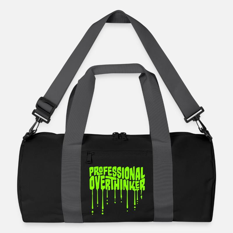 Professional Overthinker Funny Brooding Anxiety Logo Recycled Duffel Bag