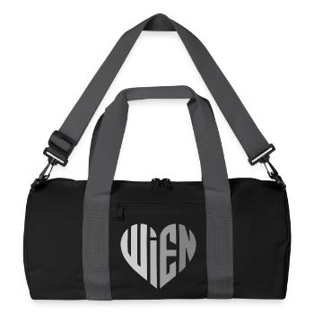 Wien Geometrisches Herzmotiv Grau - Recycelte Duffel Bag - Schwarz/Graphitgrau - Vorne