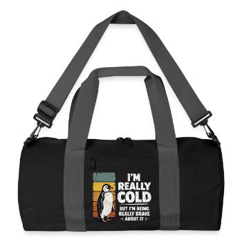 Vintage Penguin Humor I'm Really Cold Brave - Recycled Duffel Bag - black/graphite grey - Front