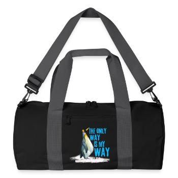 Funny Nihilist Penguin Meme T-shirt Walking Away  - Recycled Duffel Bag - black/graphite grey - Front