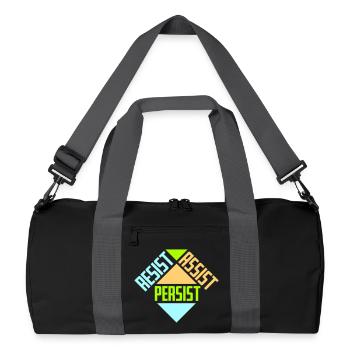 Resist Assist Persist Aktivismus Motivation Logo - Recycelte Duffel Bag - Schwarz/Graphitgrau - Vorne
