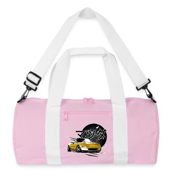 Japanese car Miata Mx5 yellow - Recycled Duffel Bag - pink/white - Front