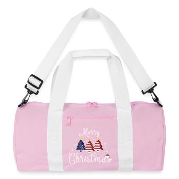 Merry Christmas Weihnachtsbäume USA Flagge Amerika - Recycelte Duffel Bag - Rosa/Weiß - Vorne
