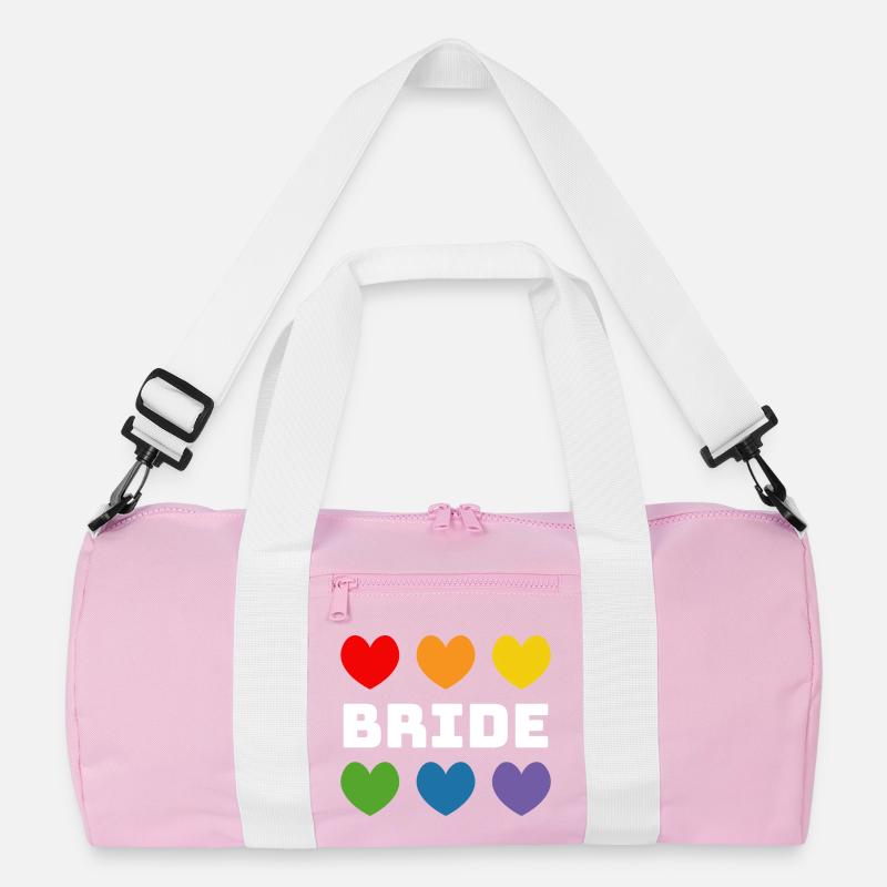 Rainbow heart Bride white Recycled Duffel Bag