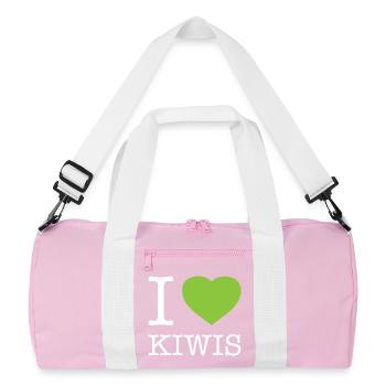 I LOVE KIWIFRUIT - Recycled Duffel Bag - pink/white - Front