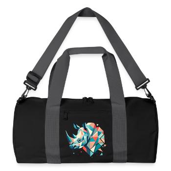 Rhinocéros abstrait – Force géométrique - Sac de sport recyclé - noir/gris graphite - Devant