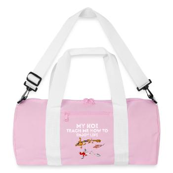 My Koi Teach Me How to Enjoy Life Peace Zen Humor - Recycelte Duffel Bag - Rosa/Weiß - Vorne