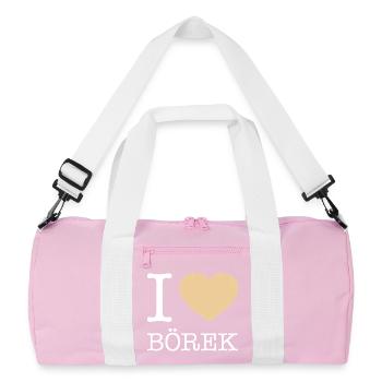 I love Börek - Recycelte Duffel Bag - Rosa/Weiß - Vorne