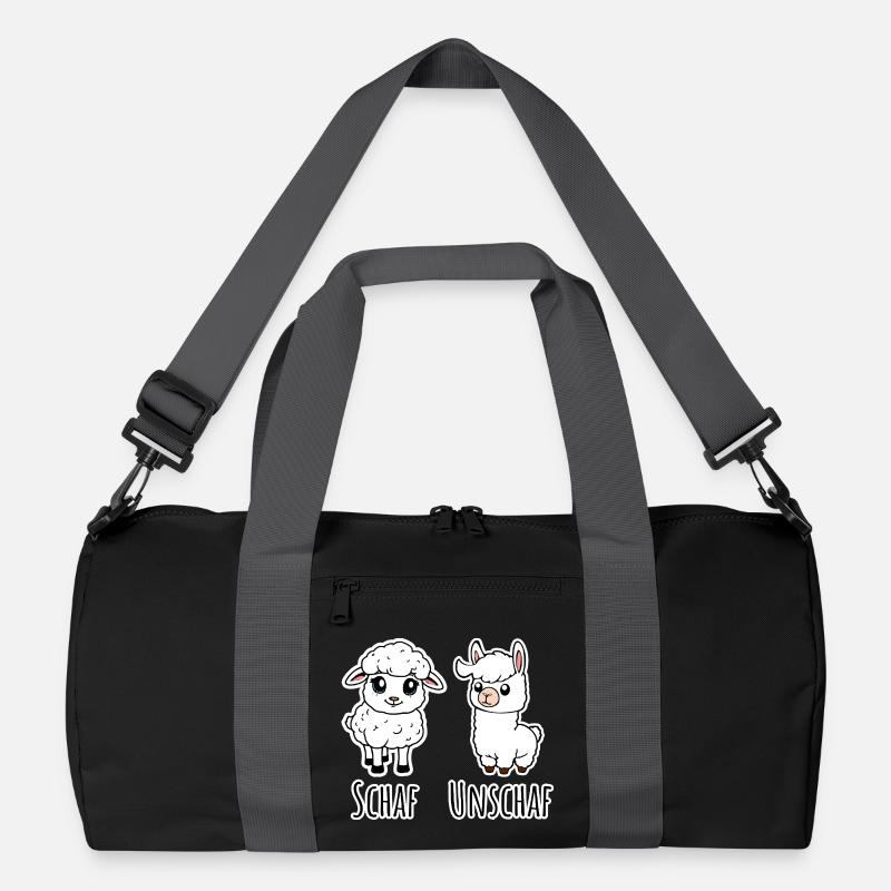 Schaf und nicht Schaf (Unschaf) - Lama kein Schaf - Recycelte Duffel Bag - Schwarz/Graphitgrau