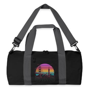 Regenbogenbrücke Neon Skyline san francisco - Recycelte Duffel Bag - Schwarz/Graphitgrau - Vorne
