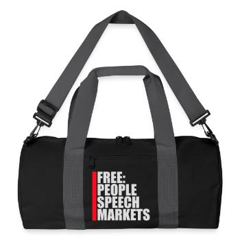 Free Speech Markets People Libertär Freiheit Logo - Recycelte Duffel Bag - Schwarz/Graphitgrau - Vorne