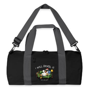 I will hendl it. Owa ned heit. – Dialekt Spruch - Recycelte Duffel Bag - Schwarz/Graphitgrau - Vorne