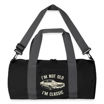 Ich bin nicht alt, ich bin Oldtimer-Papa-Humor - Recycelte Duffel Bag - Schwarz/Graphitgrau - Vorne