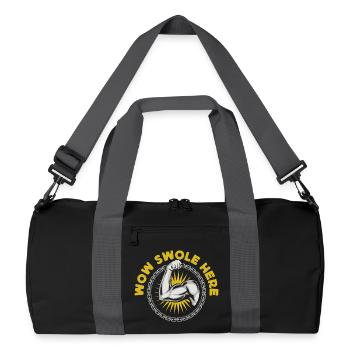 Fitness Motivation Bodybuilder Wow Swole Here - Recycled Duffel Bag - black/graphite grey - Front
