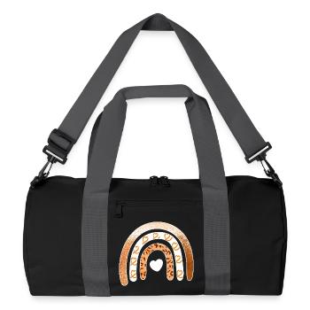 Leopard-Regenbogenherz-Arc - Recycelte Duffel Bag - Schwarz/Graphitgrau - Vorne