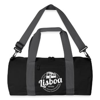 Lisbon Portugal with Retro Tram Vintage Souvenir - Recycled Duffel Bag - black/graphite grey - Front