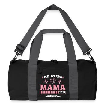 Ich werde Mama 2027 – Werdende Mutter - Recycelte Duffel Bag - Schwarz/Graphitgrau - Vorne