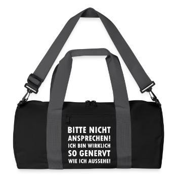 Please don't talk to me I'm annoyed Saying - Recycled Duffel Bag - black/graphite grey - Front