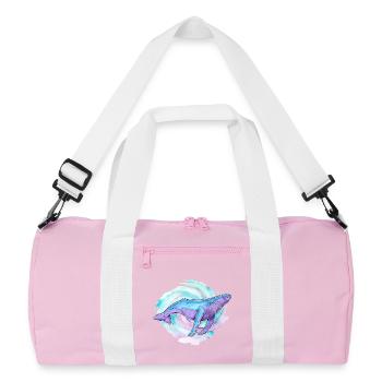 Humpback Whale Watercolor - Recycled Duffel Bag - pink/white - Front