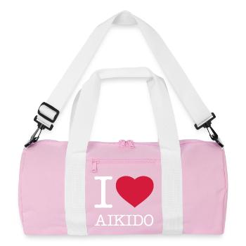 I LOVE AIKIDO - Recycled Duffel Bag - pink/white - Front