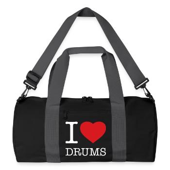 I LOVE DRUMS - Recycelte Duffel Bag - Schwarz/Graphitgrau - Vorne