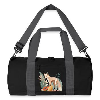 Elegant fox with tropical fruits - Recycled Duffel Bag - black/graphite grey - Front
