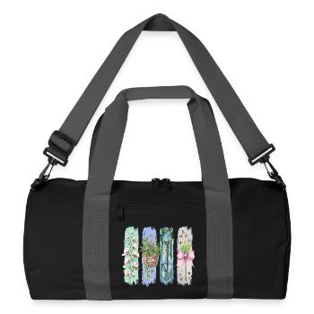 Gartenliebe Naturfreund Florales Motiv - Recycelte Duffel Bag - Schwarz/Graphitgrau - Vorne