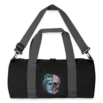 Digital Split Ancient Face Skull Art Design - Recycelte Duffel Bag - Schwarz/Graphitgrau - Vorne