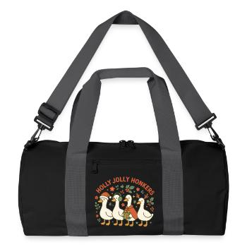 Weihnachtsgans Holly Jolly Honkers Fun Design - Recycelte Duffel Bag - Schwarz/Graphitgrau - Vorne