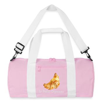 Croissant French Breakfast Design - Recycled Duffel Bag - pink/white - Front